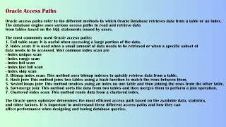 Oracle Performance | Oracle Access Methods