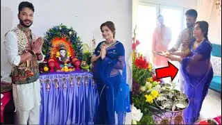 Pregnant Ankita Lokhande doing Ganesh Puja 2024 with her Baby and husband Vicky Jain