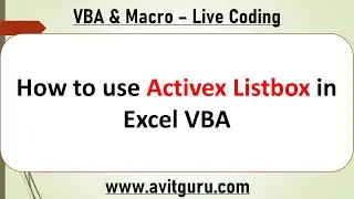 How to use Activex Listbox in Excel VBA