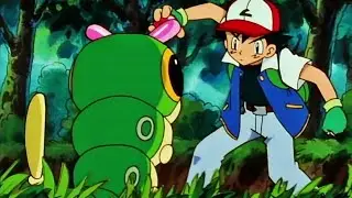Ash catches a Caterpie