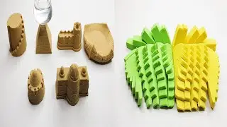 Relaxing sand Press and cutting Kinetic Sand ASMR 009