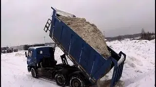 Возим снег. Краткое возвращение на КамАЗ-6520. Рабочий день на самосвале ч.8