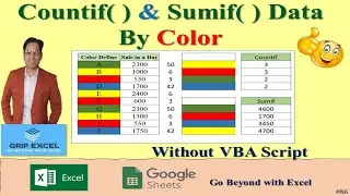 Countif & Sumif by Color without VBA in Excel| Color countif & Sumif in Excel| Grip Excel