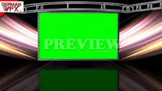 HD Virtual Studio Background with green screen Wall - royalty free