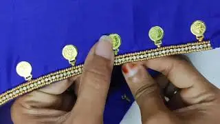 Beautiful Lakshmi KASU/Coin work design with normal needle on Stitched Blouse || Easy Kasu Work