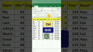 Filter shortcut key in Excel