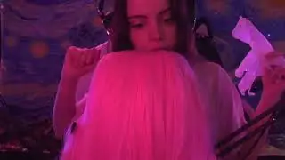 ASMR Lice Check with Ear Picks 🩷 Pink Wig Scalp Exam, Hair Play & Tingly Triggers
