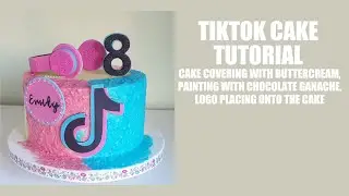 TikTok themed cake - cover in buttercream