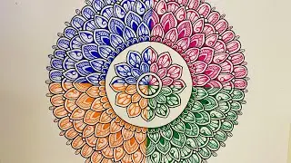 Easy multicolored Mandala for beginners | 🌸