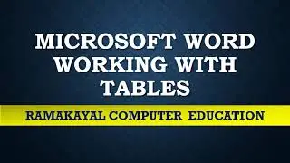 Microsoft Word - Working with Tables