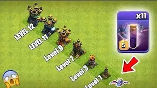 Bat spells vs Every level defences of clash of clans