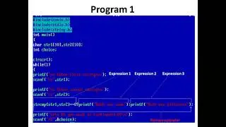 Program to compare two strings using strcmp() function and ternary operator and Infinite while loop