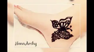 Cute Girlish Butterfly Henna Tattoo For Foot😍||By HennArchy||