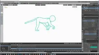 Blender 2.8 Grease Pencil - 2D quadruped ape walk cycle FBF