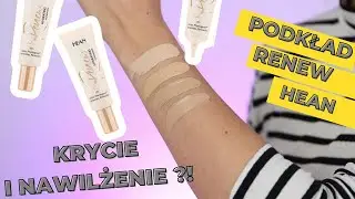 Swatche podkładu Renew od Hean. Kryjący podkład nawilżający.