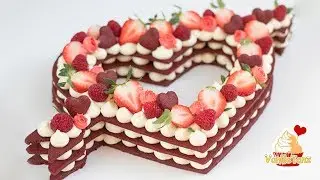😍Trend Cake 2018! Red Velvet Cream Tart, Number Cake ❤️ Valentine's day edition