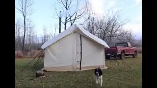 @KYLESCABIN  Cold weather deer hunt & Camping in Minnesota  with White Duck Alpha Wall Tent & stove.