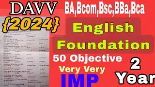 English Foundation Paper 2024 imp Davv 2 year bcom, bba, bsc, bca #davv #tranding #lodhajiclasses