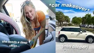 cleaning & decluttering my MESSY car - mini cooper 2024