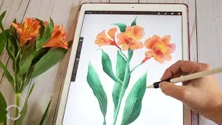 Real Art Process in Procreate | Gradients and Masks for Orange Flower Painting