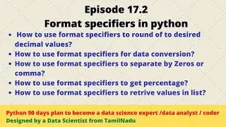 #17.2 Format specifiers in python part2 |  formatting types in python | how to use format specifiers
