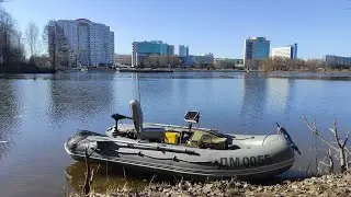Разведка Комсомольского озера c лодкой и эхолотом. Ломаю лёд, ловлю судака и леща