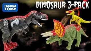 Takara Tomy articulated Dinosaur 3 pack Review!!! Tyrannosaurus! Velociraptor! Triceratops!
