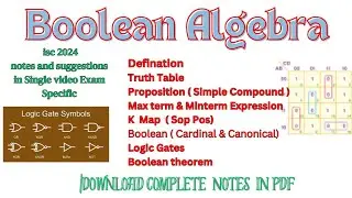 Boolean Algebra and Logic Gates| Boolean Algebra Proposition |K- Map and SOP  POS| Maxterm Minterm