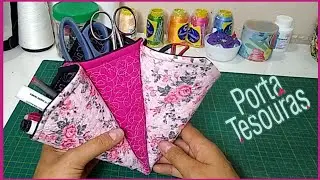 COMO FAZER PORTA TESOURAS COM RETALHOS #aula76