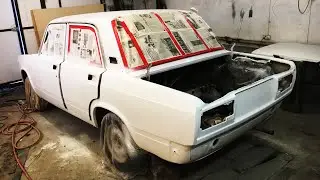 Как загрунтовать автомобиль. Малярка. ВАЗ 2107 полный окрас. Загрунтовали под покрас.