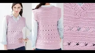 Tutorial for Cross 6 Stitch Pattern, Vest Vogue Knitting Spring/Summer 2016 #16