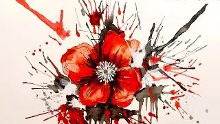 Easy Painting Tutorial with Watercolor & STRAW / Watercolor Painting  for Beginners Flower✨️