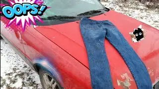 Буксировка авто с помощью джинс и пледа,сработает?