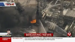 WATCH: Bob Mills SkyNews 9 Flies Over Fire At Wynnewood Oil Refinery
