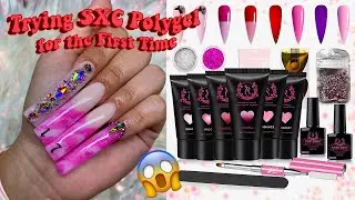 TRYING SXC POLYGEL KIT FOR THE FIRST TIME! FRENCH TIP MARBLE NAILS| Polygel Nail Tutorial