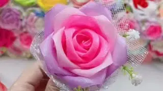 Amazing Ribbon Flower Work - How To Make Flowers With Ribbon - Easy Flower Making
