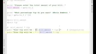Introduction to Ruby - Day 3 - Floating point numbers - Tip calculator
