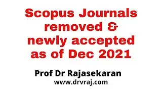 Journals Removed & Accepted | Scopus as of Dec 2021