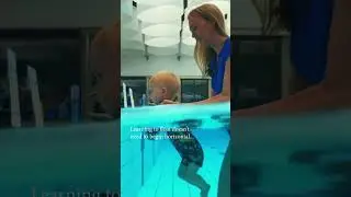 Baby's first lesson in pool #floating #survivalswimming #swimlessons #summer #pool #baby #toddler