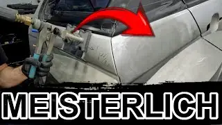Karosseriebaumeister erklärt wie eine Seitenwand instandgesetzt wird