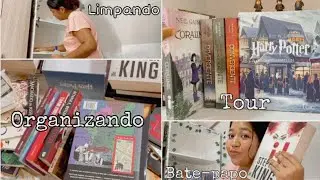 LIMPANDO E ORGANIZANDO MINHA ESTANTE DE LIVROS + CONVERSA + TOUR 🤎