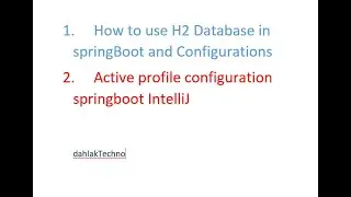 How to use H2 Database in springBoot and  Active profile  springboot IntelliJ  configuration.