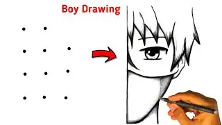 How to Draw Boy wear mask from 11 dots - Easy Boy Drawing tutorial | Boy Dots Drawing