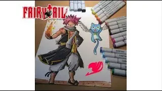 FanArt Saturday!!! | Natsu and Happy from Fairytail | Copic marker Illustration