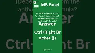 Which shortcut is used to select all dependent cells Dependents from the active cell's formula