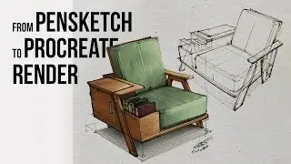 Furniture traditional sketching and rendering in procreate