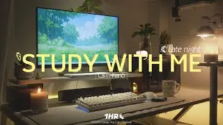 1-HOUR STUDY WITH ME No Break | Calm Piano🎹, Background noises, Late night