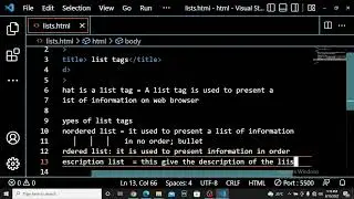 Episode 8 = Explanation of Unordered  list and comment in html