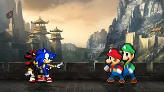 M.U.G.E.N - Sonic & Shadow vs Super Better Mario & Super Better Luigi