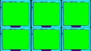 Green Screen neon Frame, border, lighting, chroma key frame, six photo frame green screen,